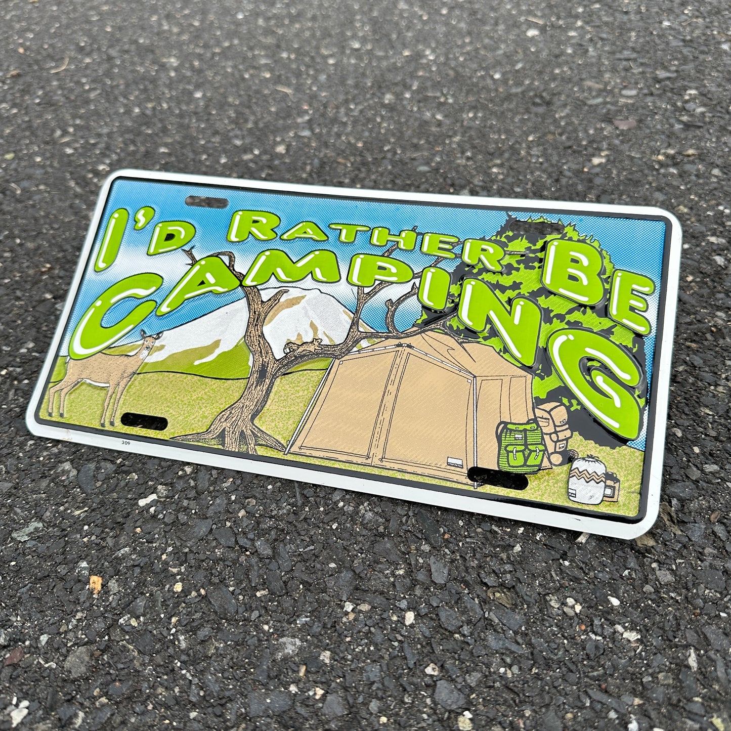 "I'd Rather Be Camping" - Vintage Novelty License Plate