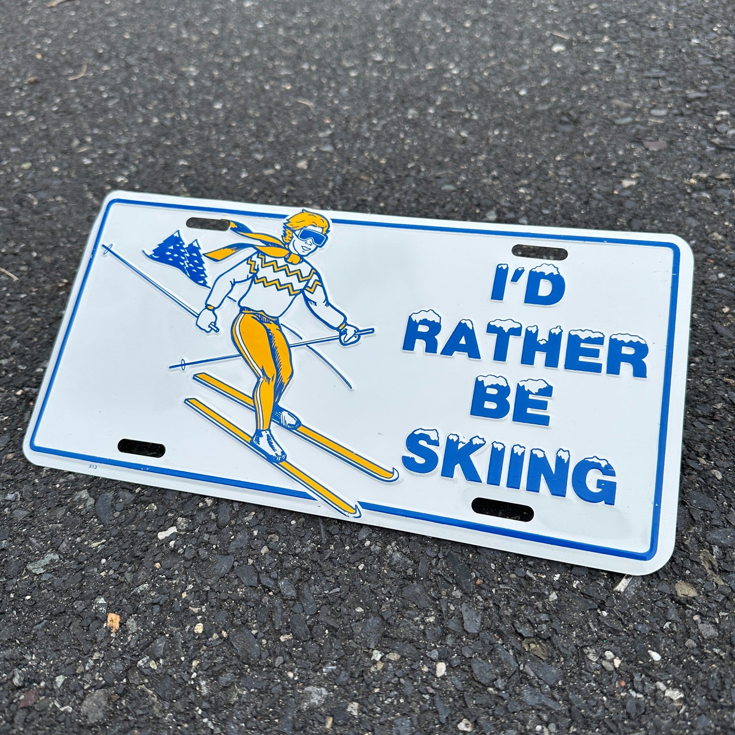 "I'd Rather Be Skiing" - Vintage Novelty License Plate