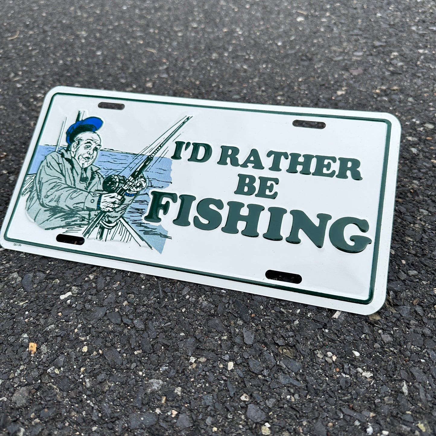 "I'd Rather Be Fishing" - Vintage Novelty License Plate