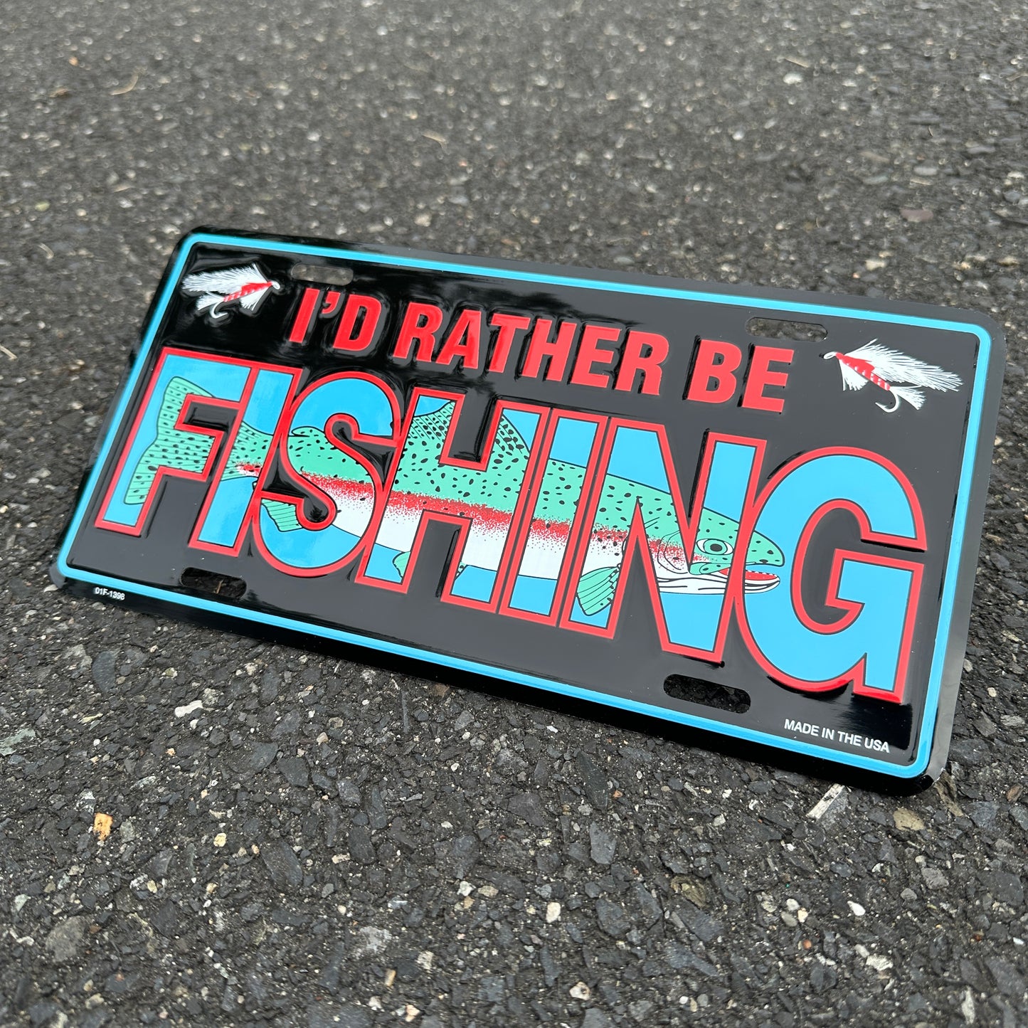 "I'd Rather Be Fishing" - Vintage Novelty License Plate