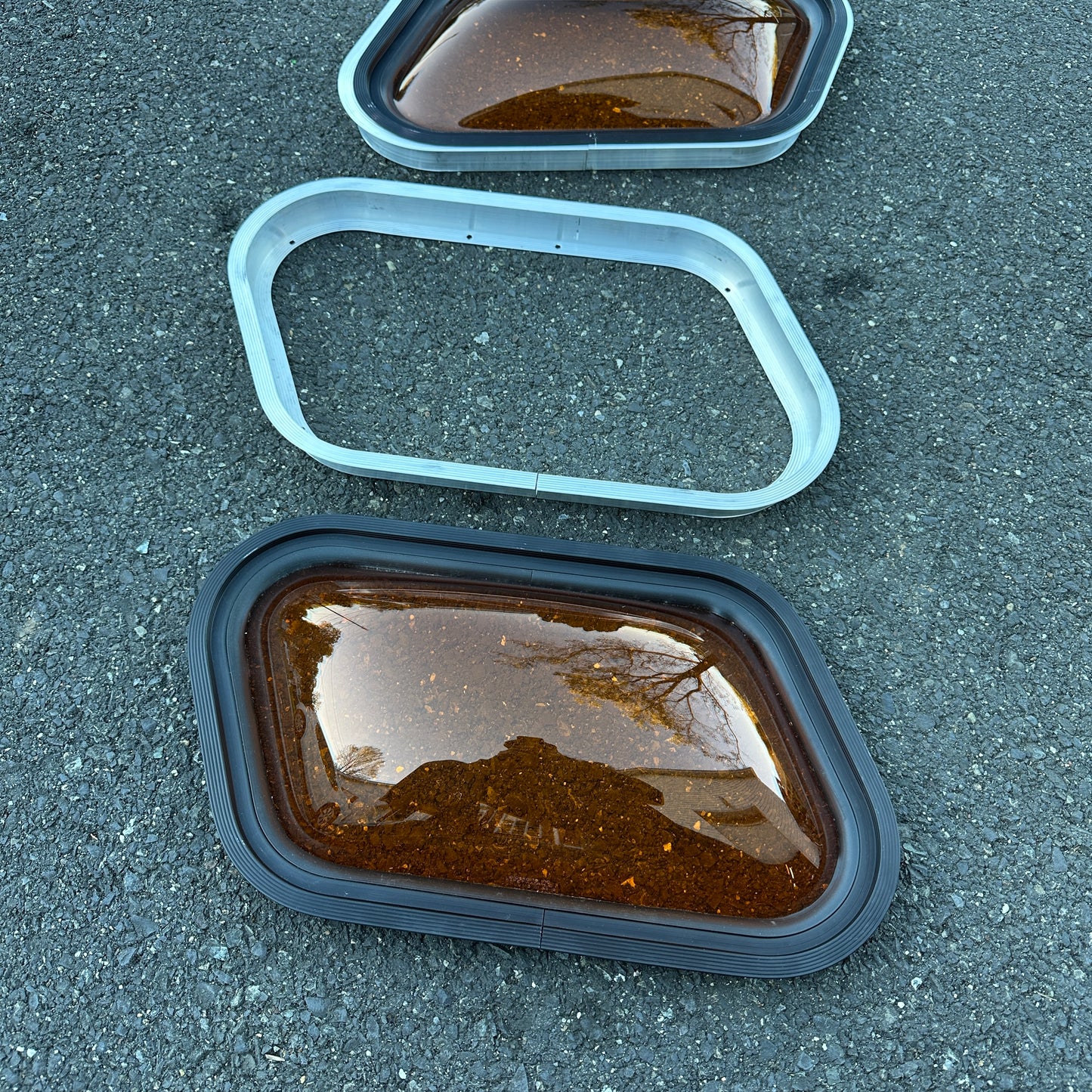 NOS Orange Amber Bubble Window Pair