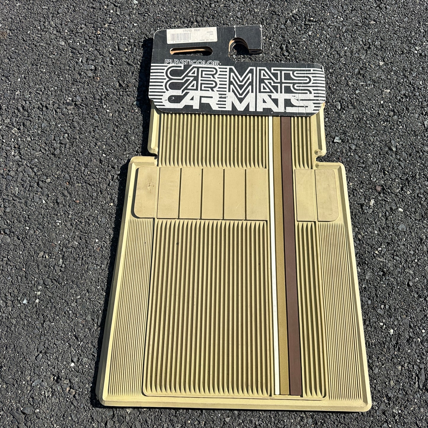 NOS Tan Striped Floor Mats - Plasticolor