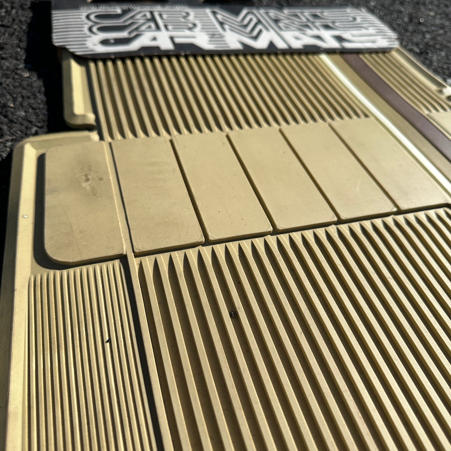 NOS Tan Striped Floor Mats - Plasticolor