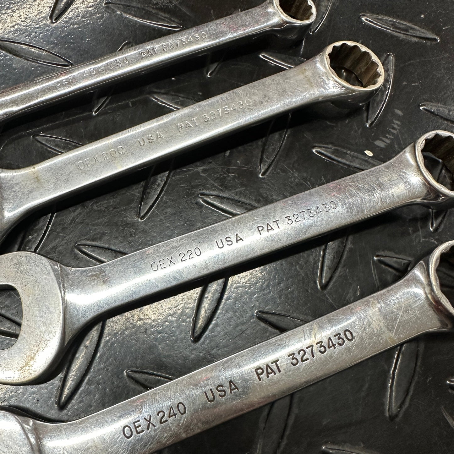 Snap-On SAE Stubby Combo Wrench Set 4pc 7/16-3/4" OEX Vintage 1980s Underline