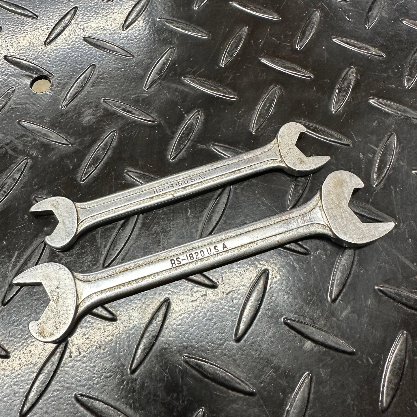 Snap-On SAE Speed Wrenches 2pc Set 7/16" - 5/8" RS1416 RS1820 1980s Underline