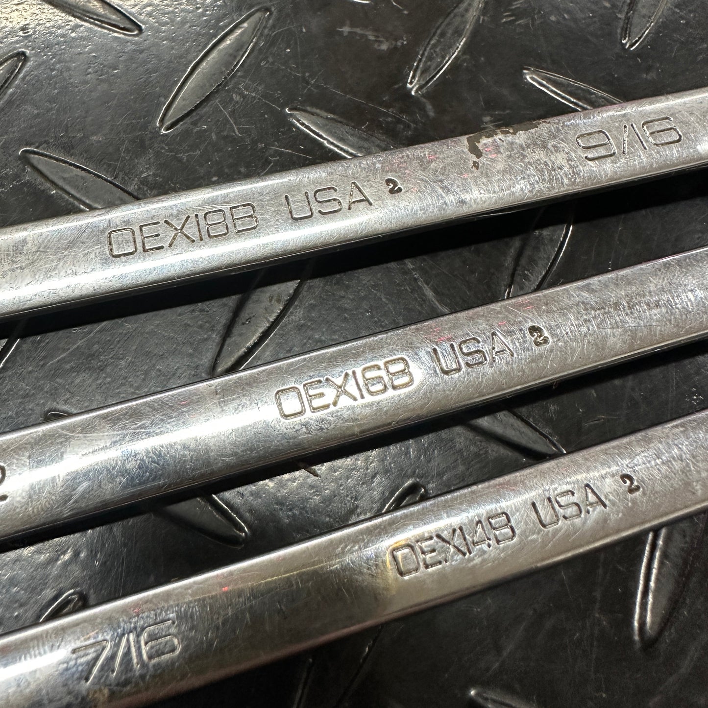 Snap-On SAE Combo Wrench Set 3pc 7/16 1/2 9/16 OEX 1990s Vintage