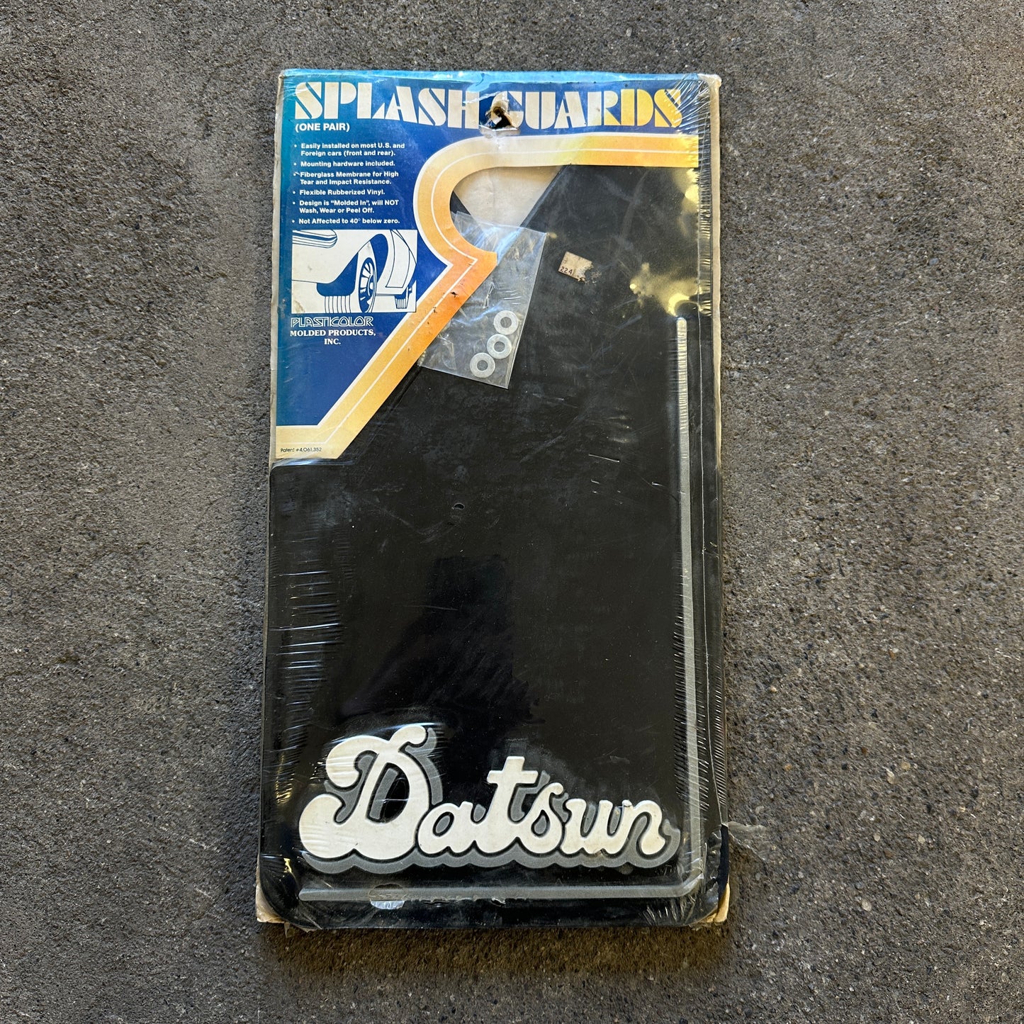 NOS Datsun Mudflaps Small - Plasticolor 14x8