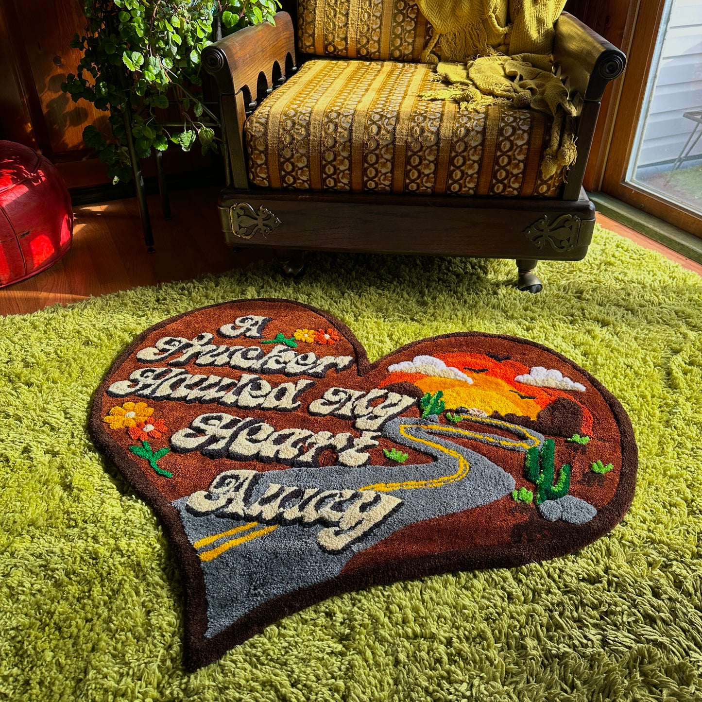 "A Trucker Hauled My Heart Away" Tufted Rug - Handmade by Hevy
