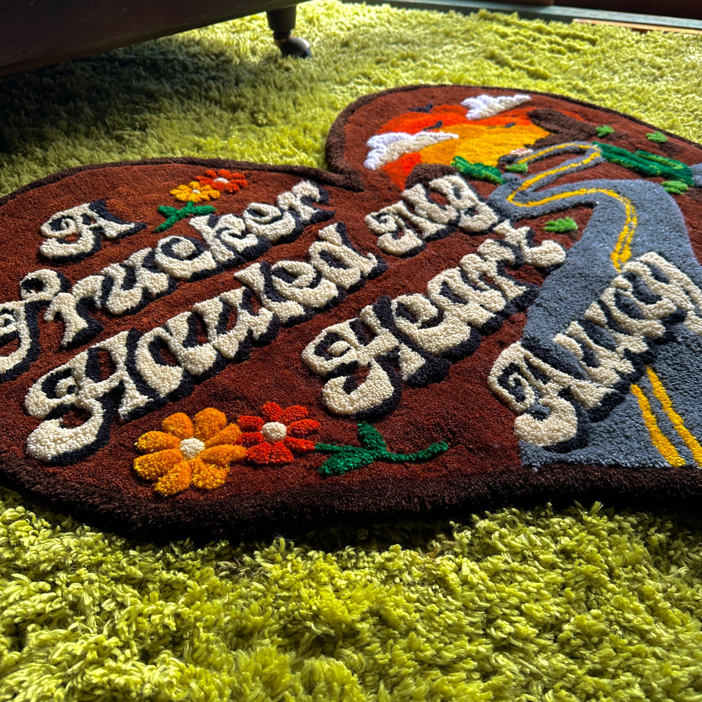 "A Trucker Hauled My Heart Away" Tufted Rug - Handmade by Hevy