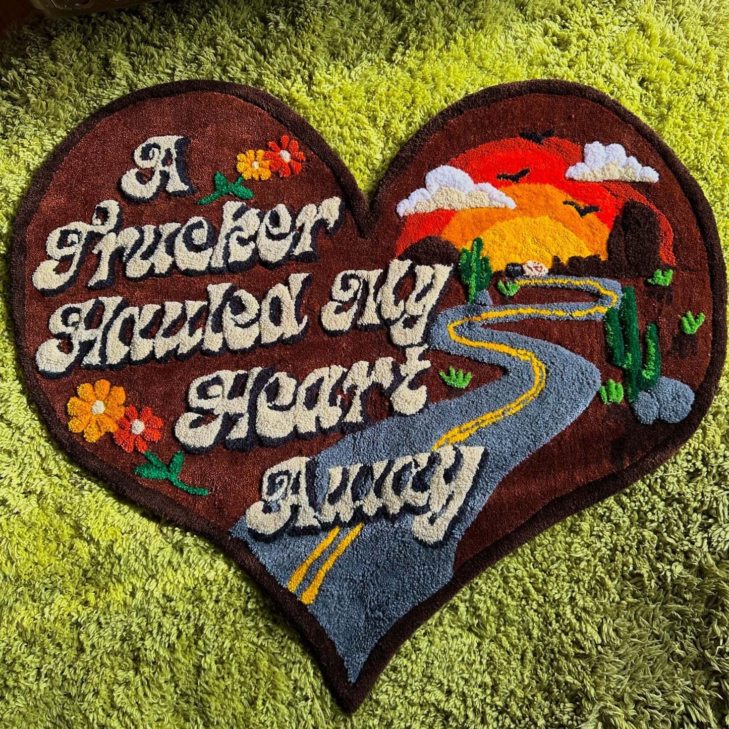 "A Trucker Hauled My Heart Away" Tufted Rug - Handmade by Hevy
