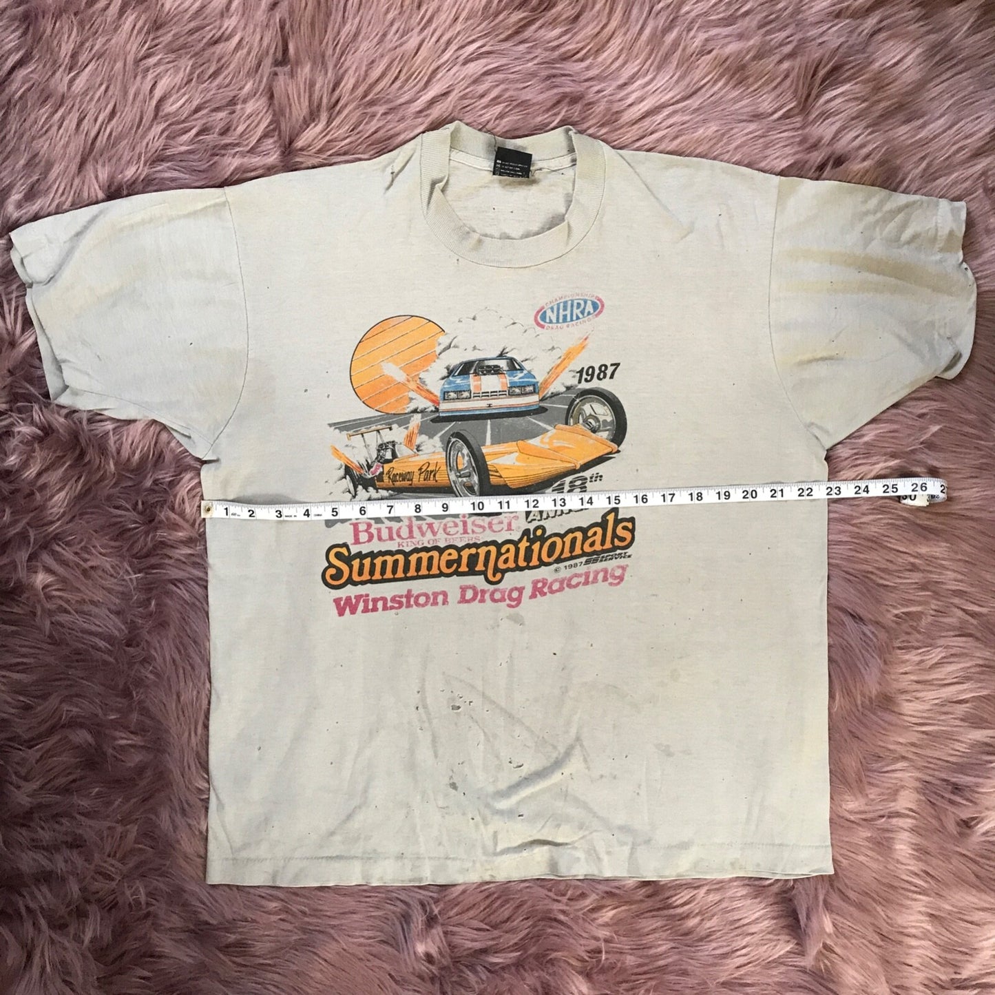 Vintage Budweiser Summernationals Winston Drag Racing 1987 T Shirt