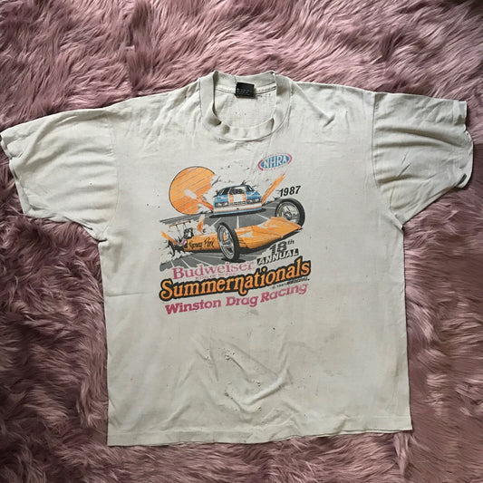 Vintage Budweiser Summernationals Winston Drag Racing 1987 T Shirt