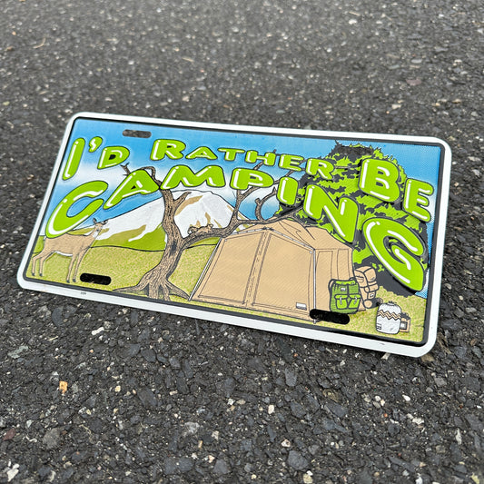 "I'd Rather Be Camping" - Vintage Novelty License Plate