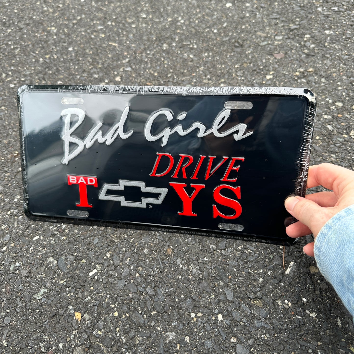 "Bad Girls Drive Bad Toys" - Genuine GM Vintage Novelty License Plate