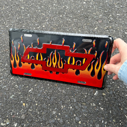 "Bowtie Flames" - Genuine GM Vintage Novelty License Plate