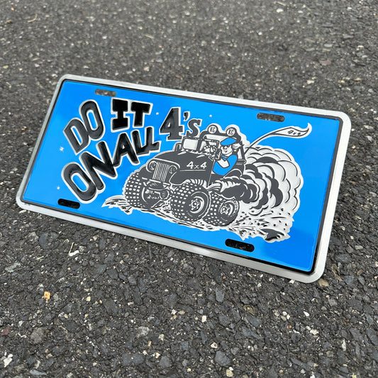 "Do It On All 4's" - Vintage Novelty License Plate