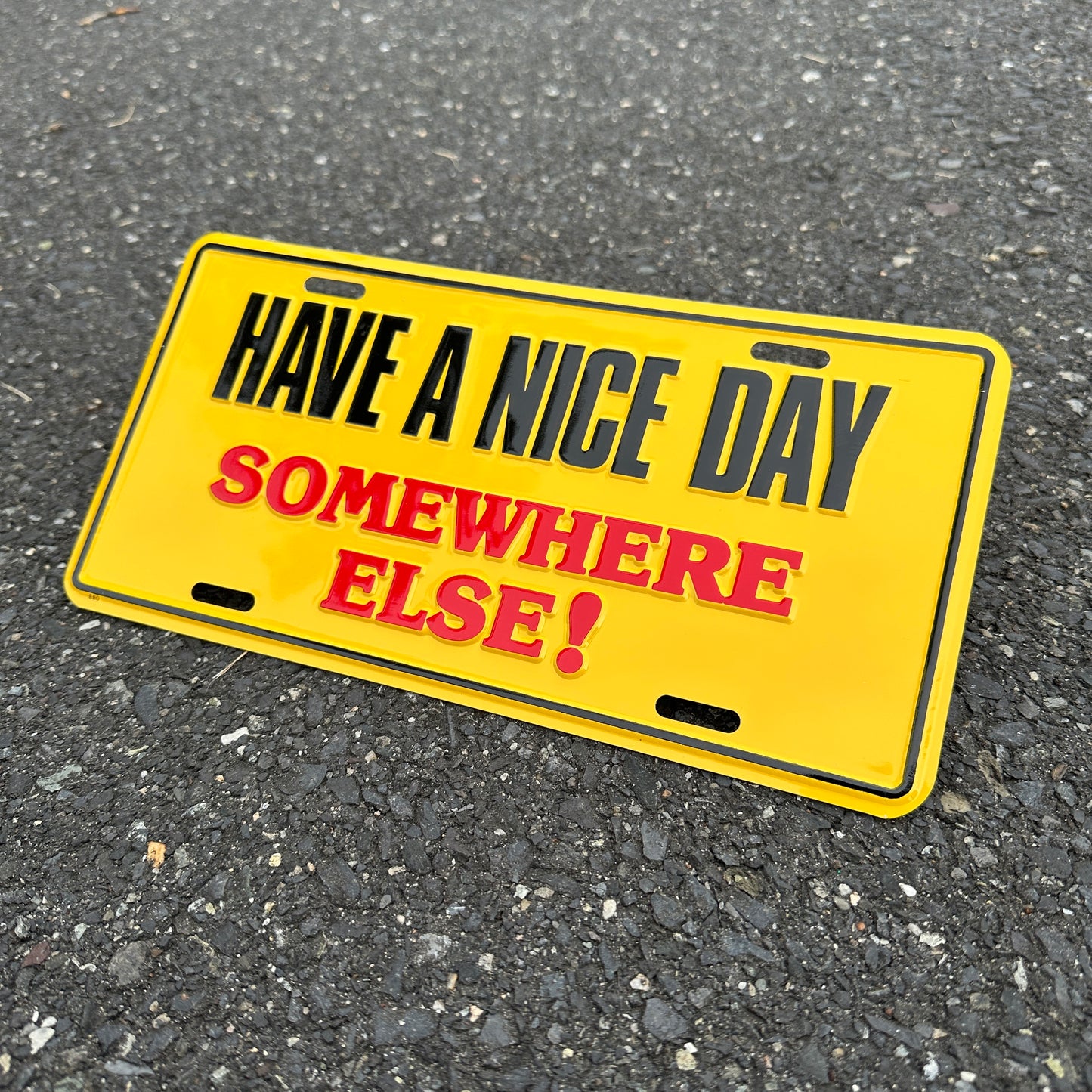 "Have A Nice Day Somewhere Else!" - Vintage Novelty License Plate