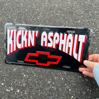 "Kickin' Asphalt" - Genuine GM Vintage Novelty License Plate