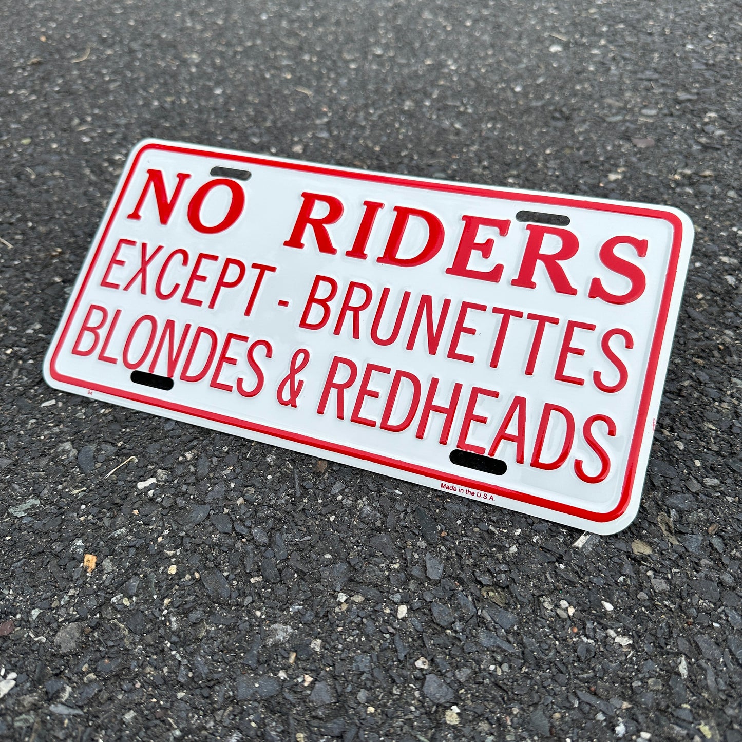 "No Riders" - Vintage Novelty License Plate