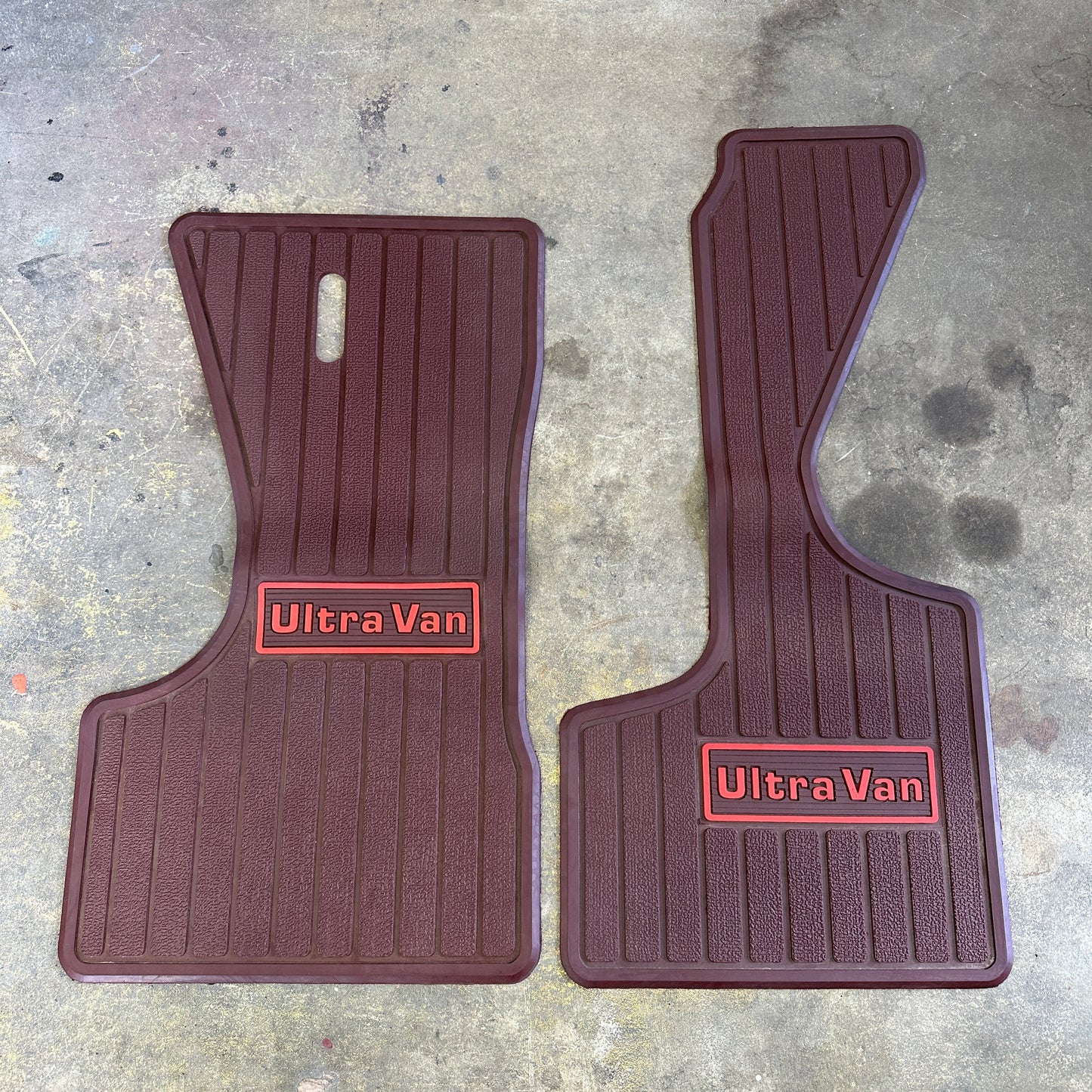 NOS Maroon "Ultra Van" Rubber Plasticolor Floor Mats - Dodge Van 78-93