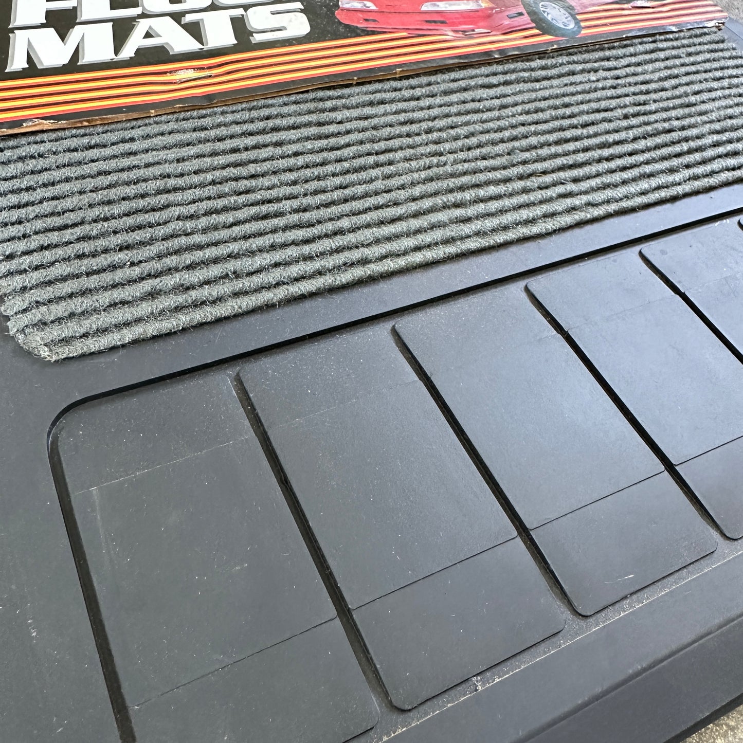 NOS Grey Carpet/Rubber Rear Floor Mats - Plasticolor