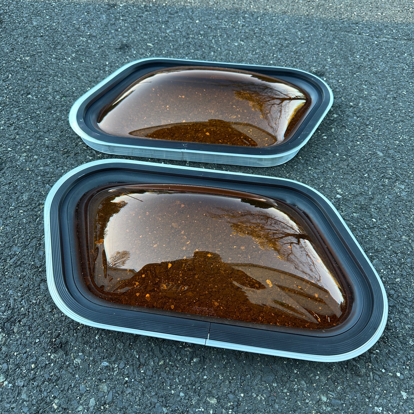 NOS Orange Amber Bubble Window Pair