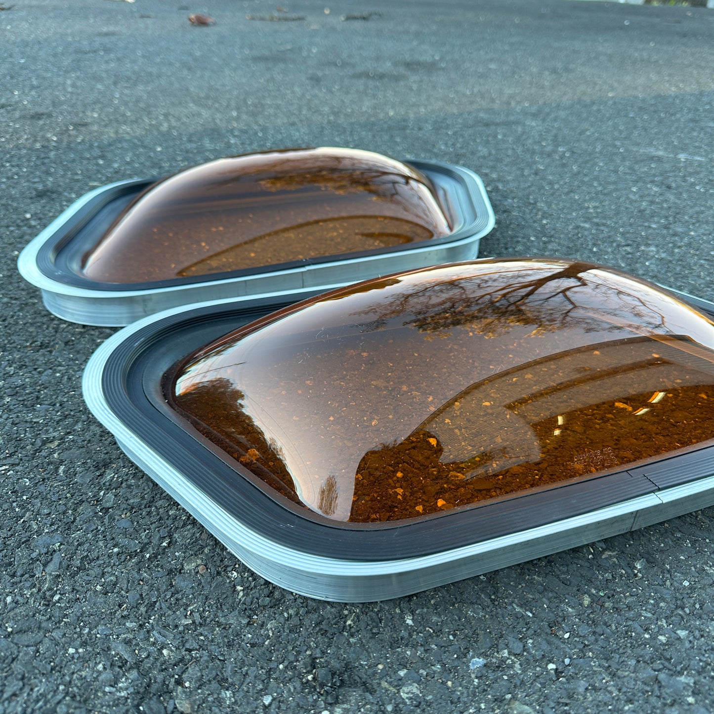 NOS Orange Amber Bubble Window Pair