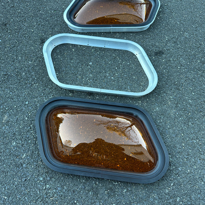 NOS Orange Amber Bubble Window Pair