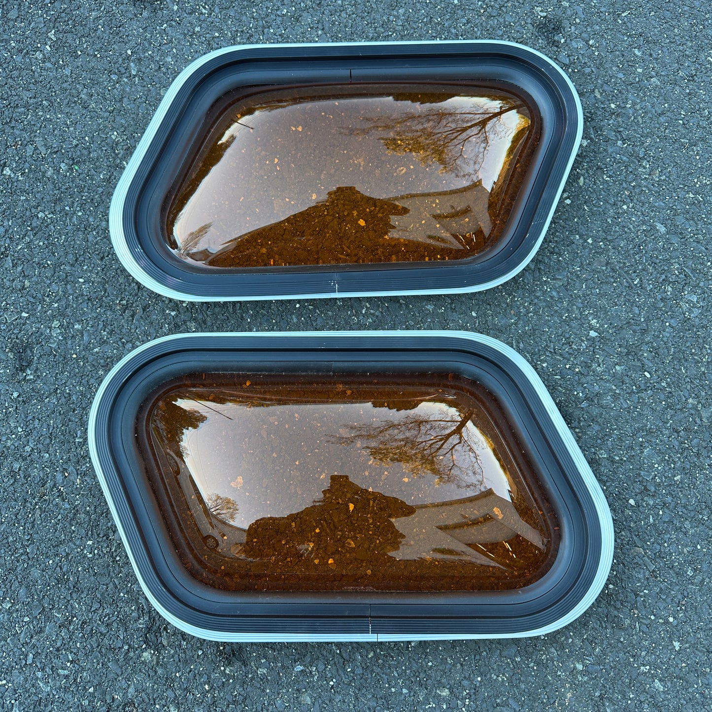 NOS Orange Amber Bubble Window Pair