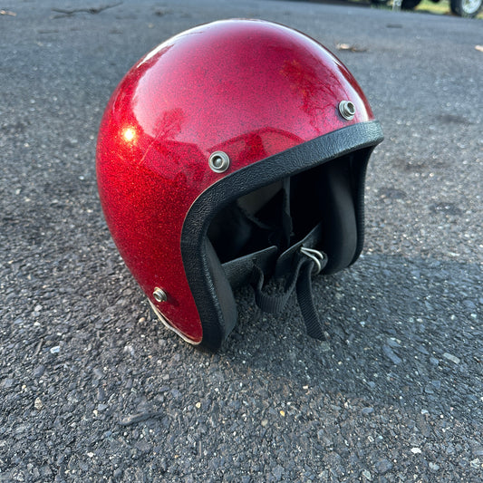 1979 Vintage 3/4 Red Metal Flake Helmet