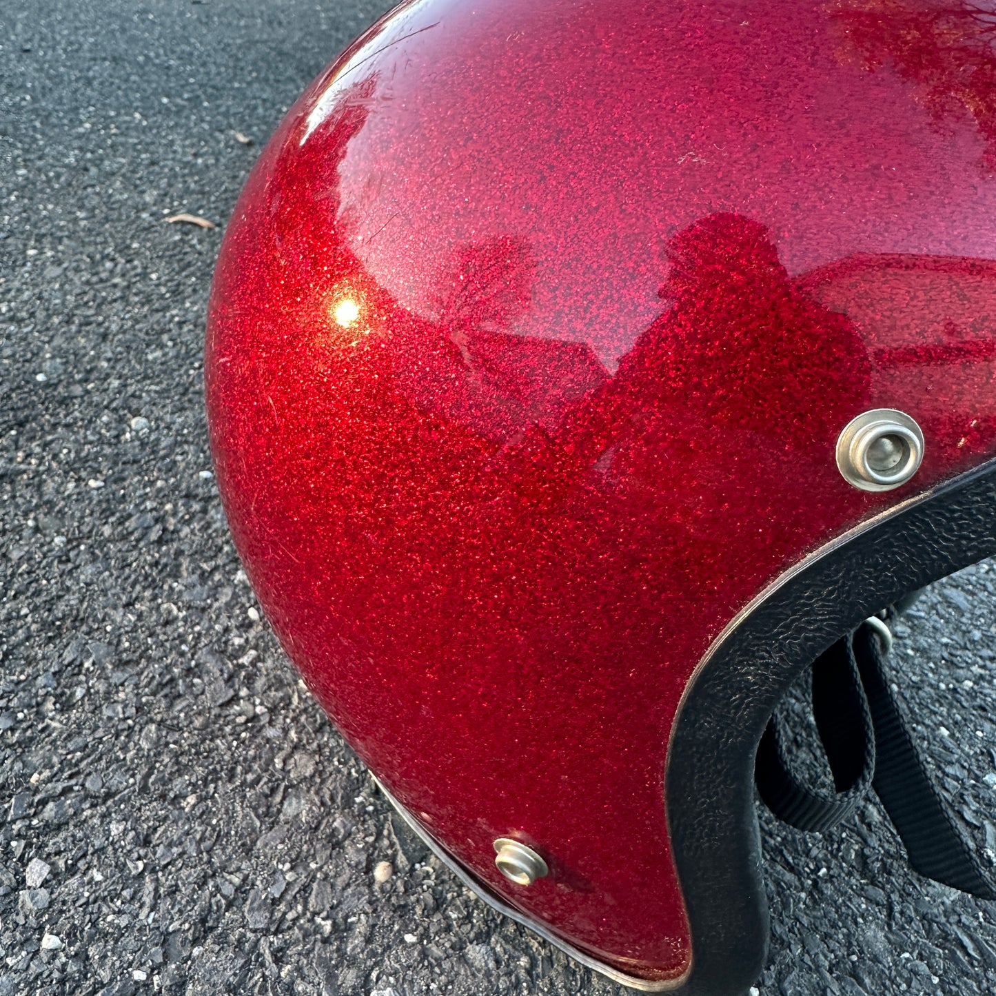 1979 Vintage 3/4 Red Metal Flake Helmet
