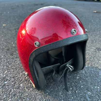 1979 Vintage 3/4 Red Metal Flake Helmet