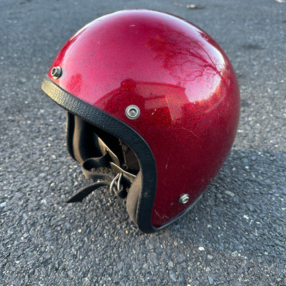 1979 Vintage 3/4 Red Metal Flake Helmet