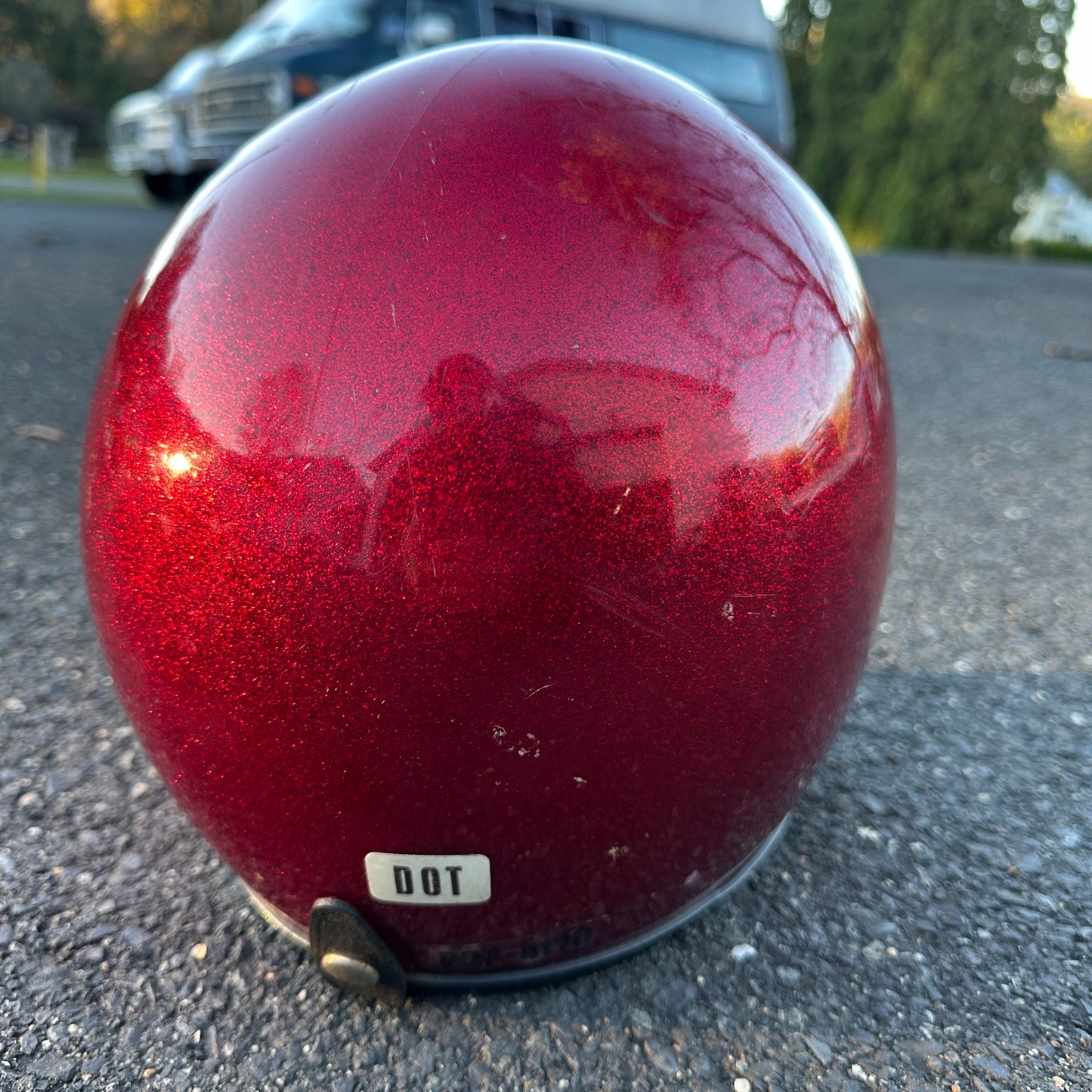 1979 Vintage 3/4 Red Metal Flake Helmet