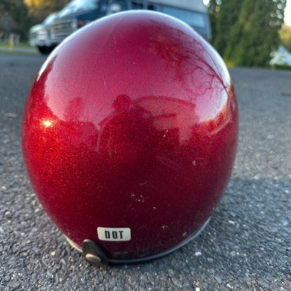 1979 Vintage 3/4 Red Metal Flake Helmet