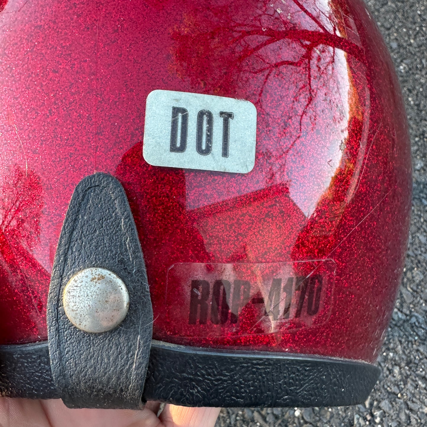 1979 Vintage 3/4 Red Metal Flake Helmet