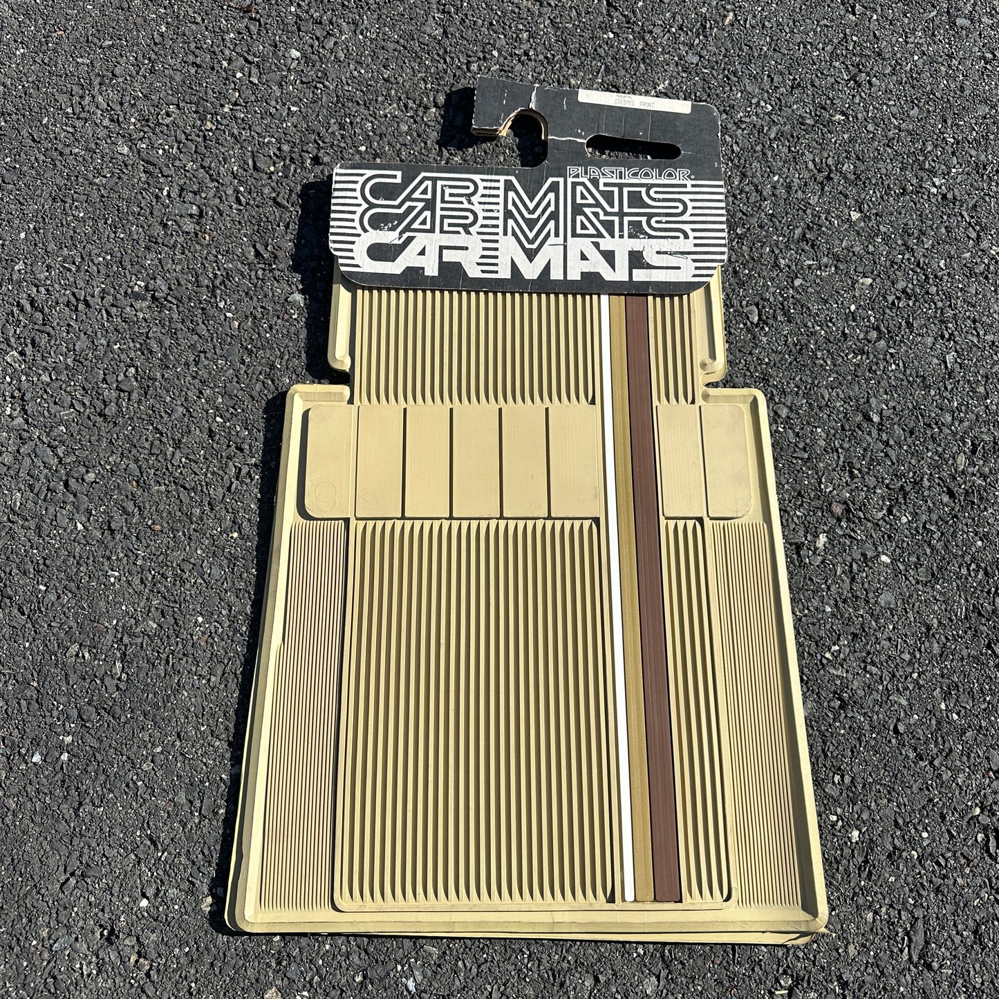 NOS Tan Striped Floor Mats - Plasticolor