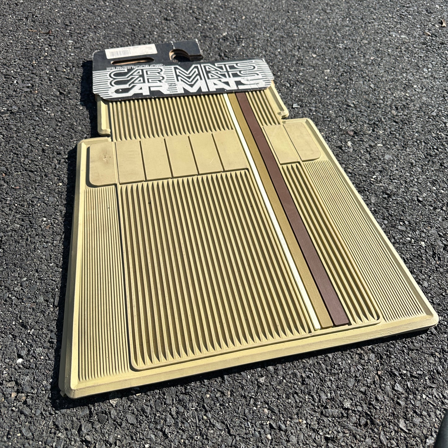 NOS Tan Striped Floor Mats - Plasticolor