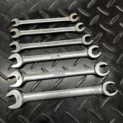 Snap-On SAE Flare Nut Combo Wrench Set 6pc 5/16"-5/8" RXS 1980s Underline