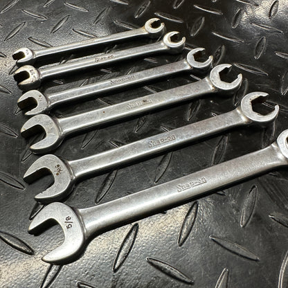 Snap-On SAE Flare Nut Combo Wrench Set 6pc 5/16"-5/8" RXS 1980s Underline