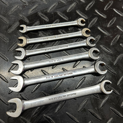 Snap-On SAE Flare Nut Combo Wrench Set 6pc 5/16"-5/8" RXS 1980s Underline