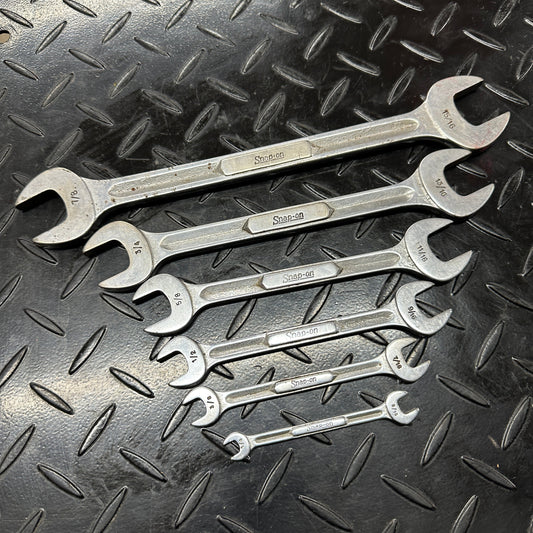 Snap-On SAE Double Open-end Wrench Set 6pc 1/4"-15/16" VS 1980s Underline