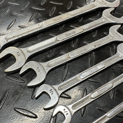 Snap-On SAE Double Open-end Wrench Set 6pc 1/4"-15/16" VS 1980s Underline