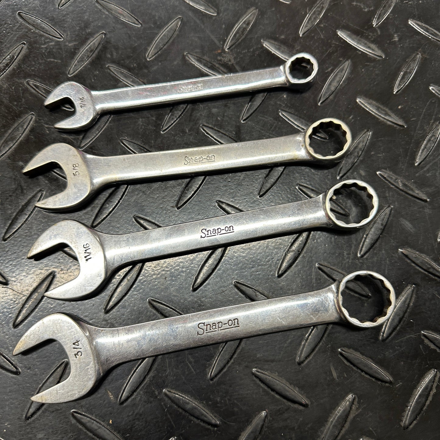 Snap-On SAE Stubby Combo Wrench Set 4pc 7/16-3/4" OEX Vintage 1980s Underline