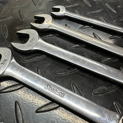 Snap-On SAE Stubby Combo Wrench Set 4pc 7/16-3/4" OEX Vintage 1980s Underline