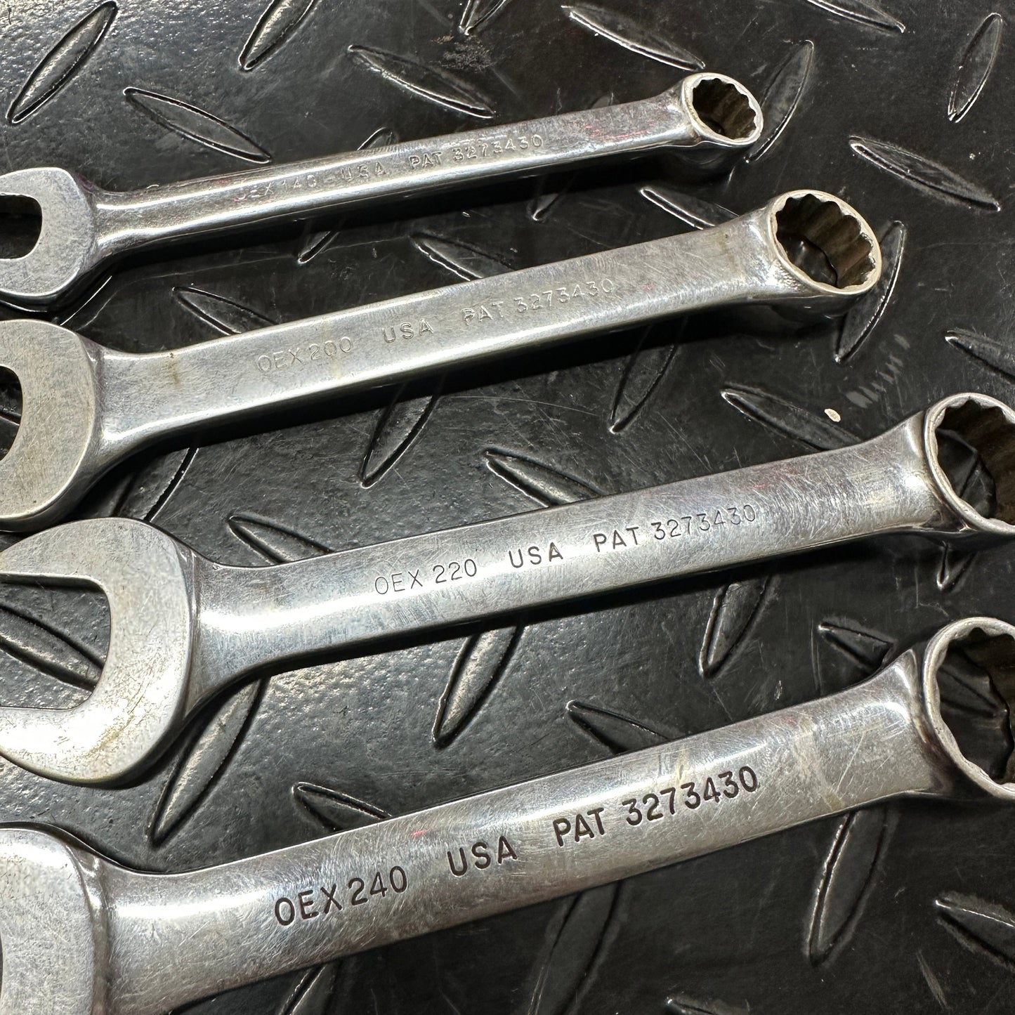 Snap-On SAE Stubby Combo Wrench Set 4pc 7/16-3/4" OEX Vintage 1980s Underline