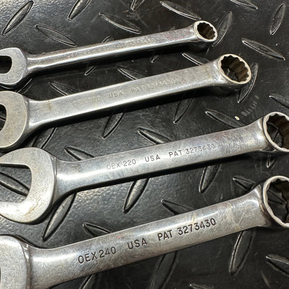 Snap-On SAE Stubby Combo Wrench Set 4pc 7/16-3/4" OEX Vintage 1980s Underline