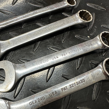 Snap-On SAE Stubby Combo Wrench Set 4pc 7/16-3/4" OEX Vintage 1980s Underline