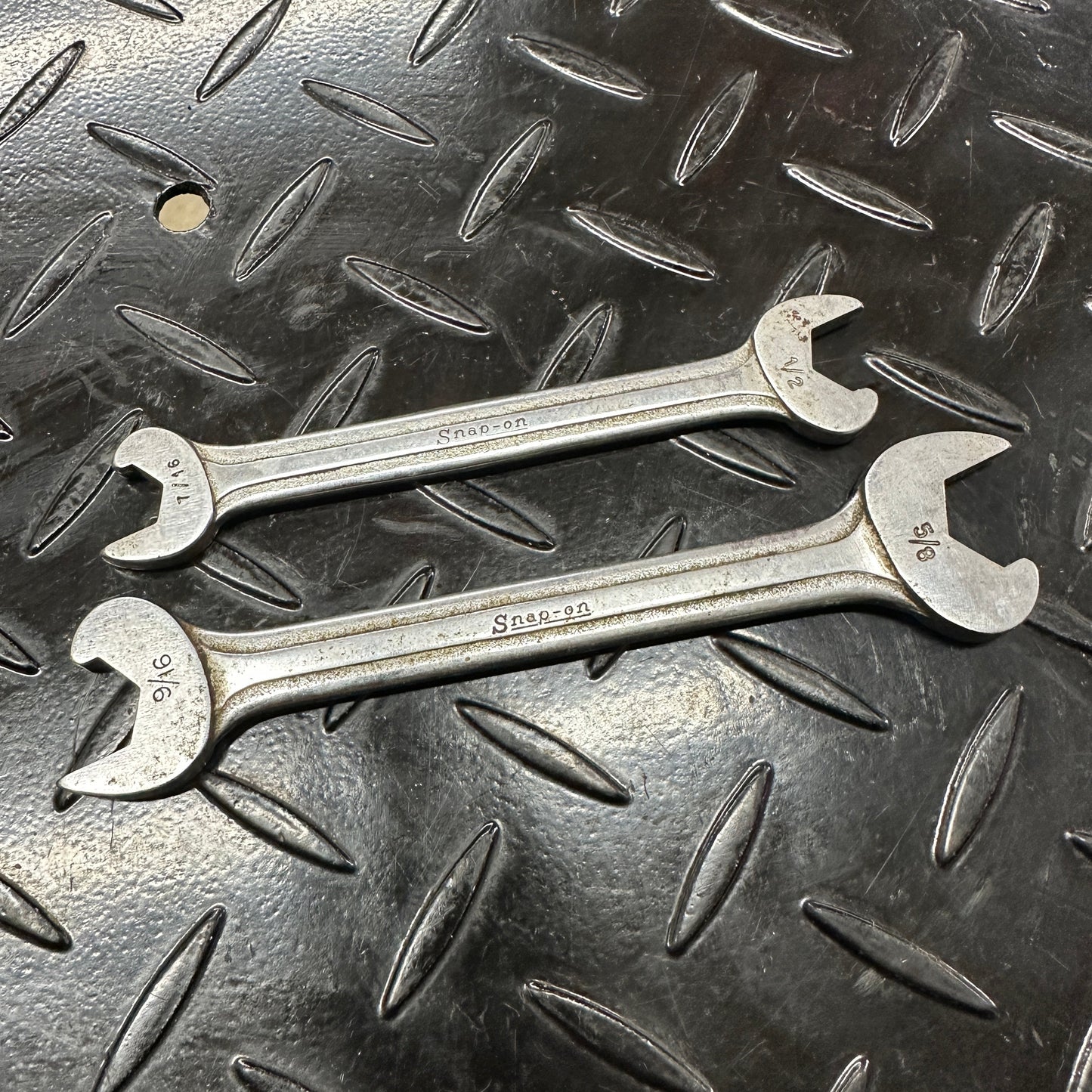 Snap-On SAE Speed Wrenches 2pc Set 7/16" - 5/8" RS1416 RS1820 1980s Underline