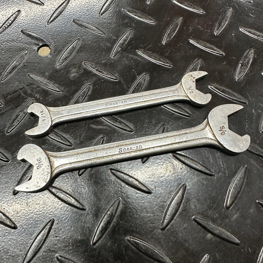 Snap-On SAE Speed Wrenches 2pc Set 7/16" - 5/8" RS1416 RS1820 1980s Underline